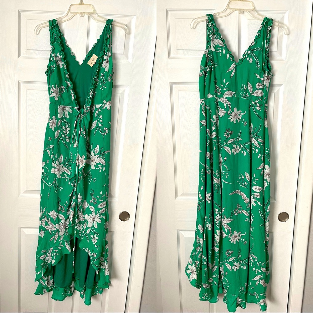 Vici Green Floral Wrap Maxi Dress